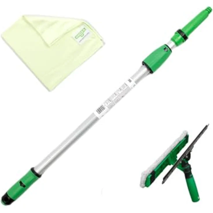 Unger Fensterreinigungs-Set 1.25 m (inkl. Fensterwischer, Verlängerungsstange, Mikrofasertücher, streifenfreie Reinigung) AK131 – Bild 2