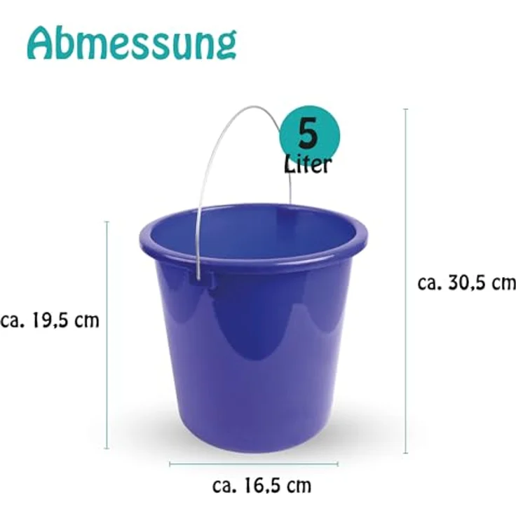 ProHome Putzeimer Kunststoff mit Metallbügel, stapelbar, 5 Liter, BPA-frei, blau, Made in EU – Bild 6