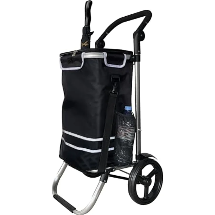 Quick Star Einkaufstrolley Faltbar, Aluminium, Schwarz, 58 l Volumen, 50 kg Traglast, mit Kühlfach – Bild 1