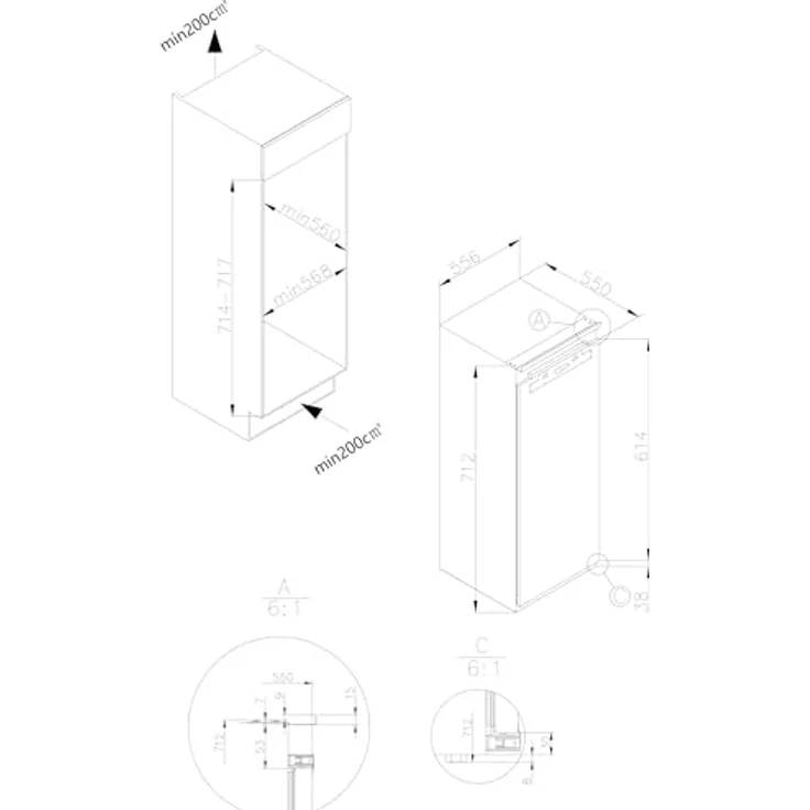 Amica EGSX 321 210 Einbau-Gefrierschrank, 77 cm - NoFrost, Supergefrierfunktion, 3 Gefrierschubladen, LED-Beleuchtung, 62 l, Energieeffizienzklasse D – Bild 5