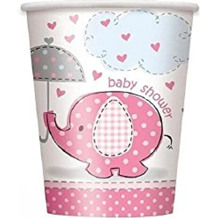 partybecher Baby-Dusche rosa 266 ml Mädchen – Bild 7