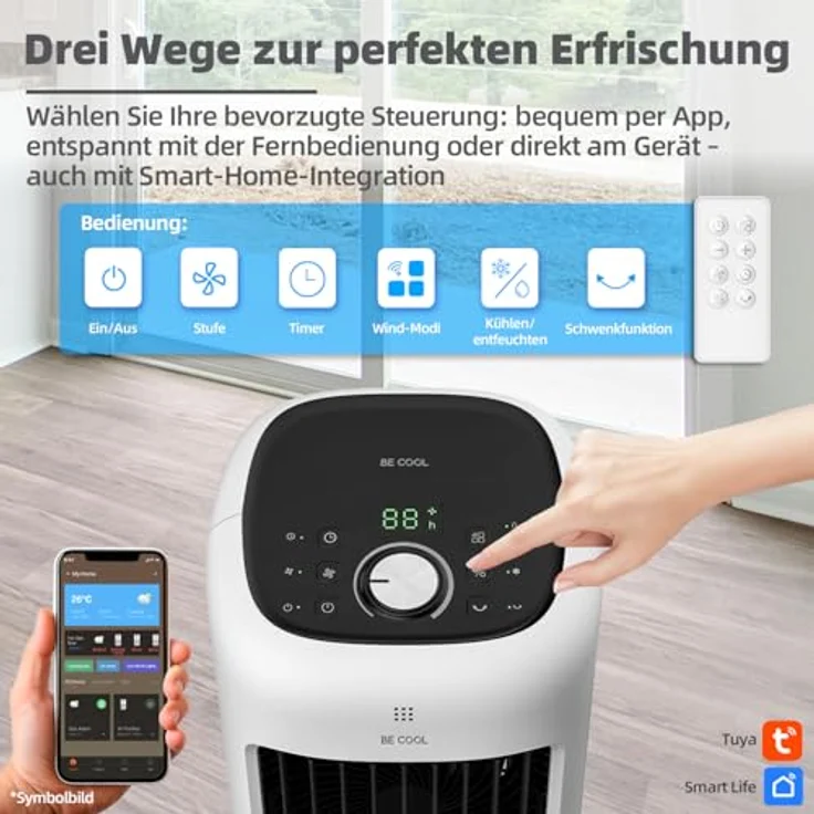 Be Cool BC10ACP2501W, Silent Luftkühler mit 10 Liter Tank und 24 Windstufen, Ventilator – Bild 3