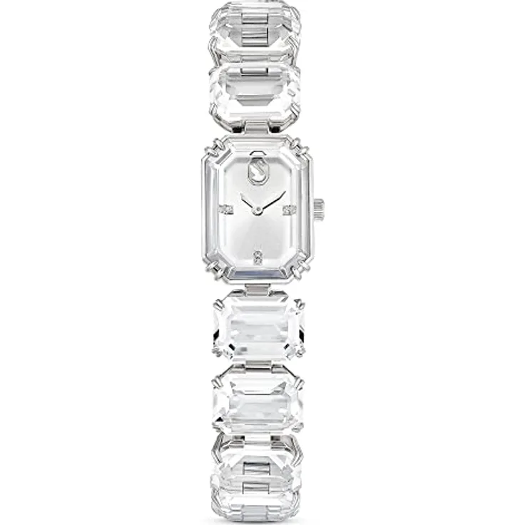 Swarovski Uhr, Silberne Damenuhr mit Edelstahlarmband und Strahlenden Swarovski Kristallen
