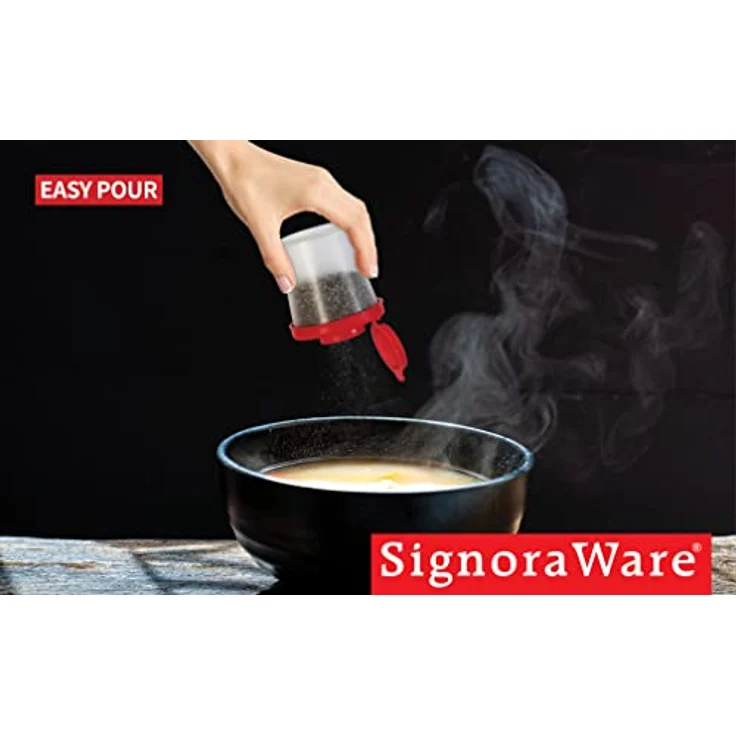 Signora Ware kleine Salz- und Pfefferstreuer für unterwegs - Mini Streuer Set für Salz und Pfeffer mit Deckel zum mitnehmen - Perfekt für Reisen, Camping und To-Go - Verschließbar - 85g, 2er Packung – Bild 5