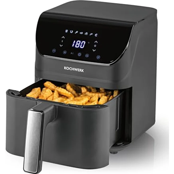 Kochwerk Rachs KOCHWERK Digitale Heißluftfritteuse 4L, Airfryer mit Touchscreen, fettarm Garen, Grillen und Backen, Erinnerungsfunktion zum Wenden, leichte Reinigung, 1400W – Bild 1