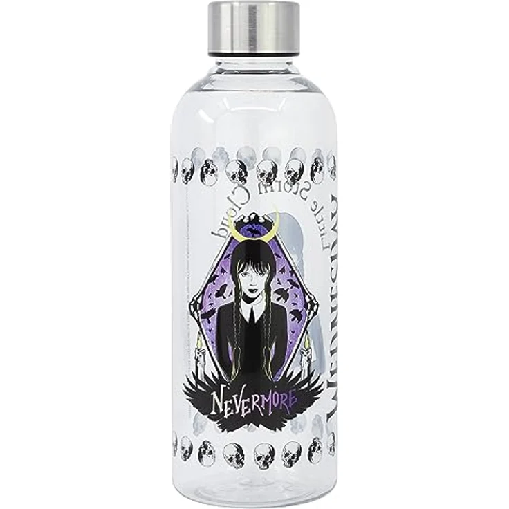 Stor Trinkflasche Wednesday 850 ml – Auslaufsichere Wasserflasche im Addams Family Design für Schule & Sport – Bild 1