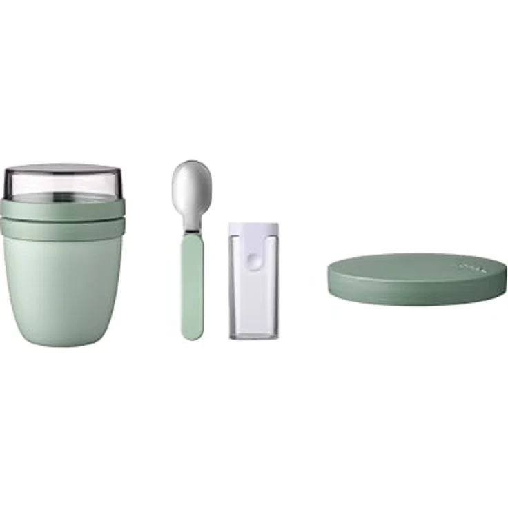Mepal Lunchpot Switch Set inkl. Faltbarer Löffel Ellipse - Praktischer Müslibecher - Nordic Sage - Geeignet für Tiefkühler, Mikrowelle & Spülmaschine – Bild 1
