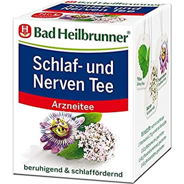 Bad Heilbrunner Schlaf- und Nerven Tee, Beruhigende Mischung für Nervosität und Einschlafstörungen, 8 Filterbeutel à 1,75 g – Bild 1