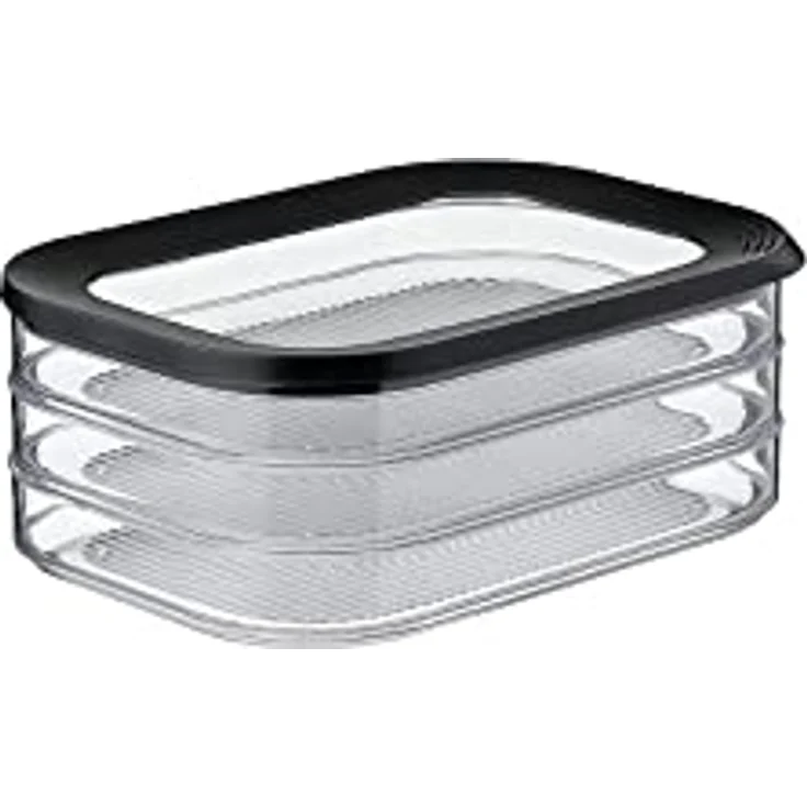 Mepal – Aufschnittdose Modula 3-lagig schwarz – 1650 ml Aufschnittbox für den Kühlschrank – zur Aufbewahrung von Wurst und Fleischwaren – 3 separate Aufbewahrungsbehälter – spülmaschinenfest – Bild 1