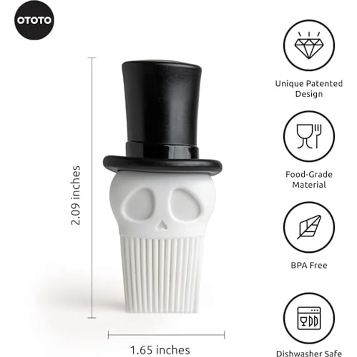 OTOTO Skully Backpinsel, Silikon-Küchenbürste im Totenkopf-Design, spülmaschinenfest, BPA-frei – Bild 2