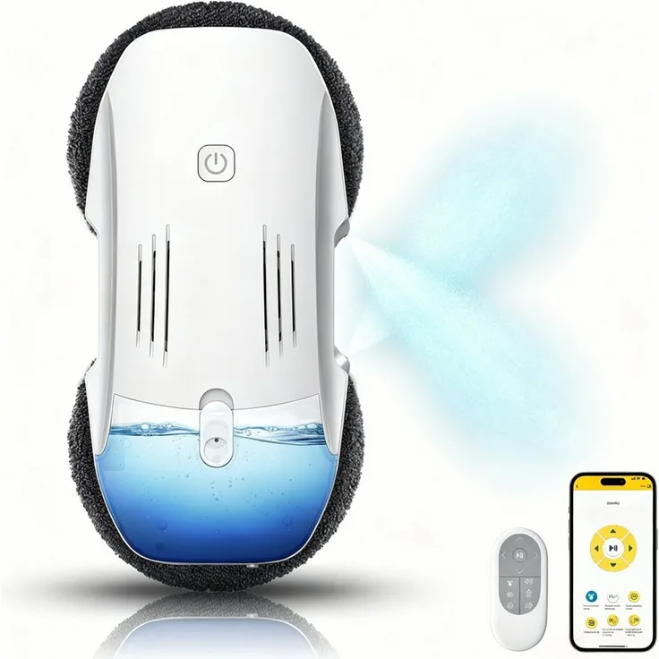 EVERCROSS BOT T11 Fensterputzroboter, 5300 Pa Saugkraft, 4-Wege-Sprühfunktion, weiß, intelligente Navigation, 60 mm ultradünnes Design, 50 Minuten UPS-Notstromschutz