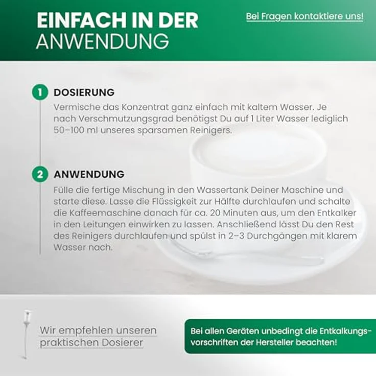BiOHY Kaffeevollautomaten Entkalker, 1l flüssiger Kalklöser für Kaffeemaschinen & Wasserkocher, mit allen Geräten kompatibel – Bild 3