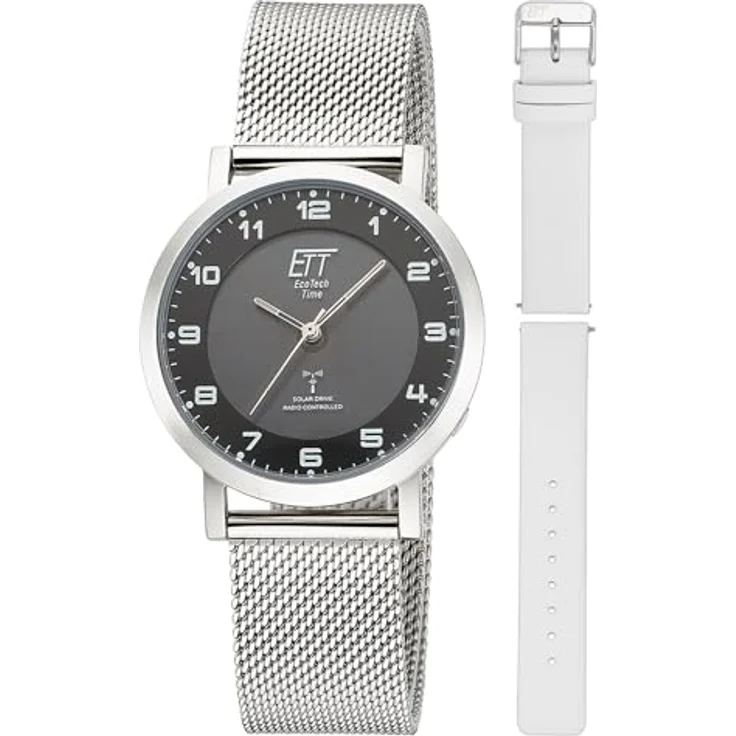 ETT Eco Tech Time Funk Solar Damen Uhr Analog mit Edelstahl,Leder Armband ELS-11625-22MS – Bild 1