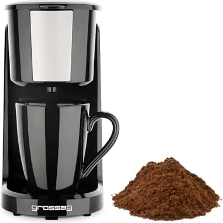 grossag Single-Kaffeemaschine KA 8.17 Schwarz-Edelstahl 1- Tassen Kaffeeautomat 150ml Permanent-Filter 380W – Bild 8