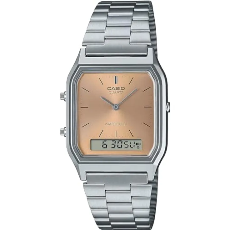 Casio Watch AQ-230A-4AMQYES, Analog-Digital Uhr in Bronze mit Sonnenschliff-Zifferblatt