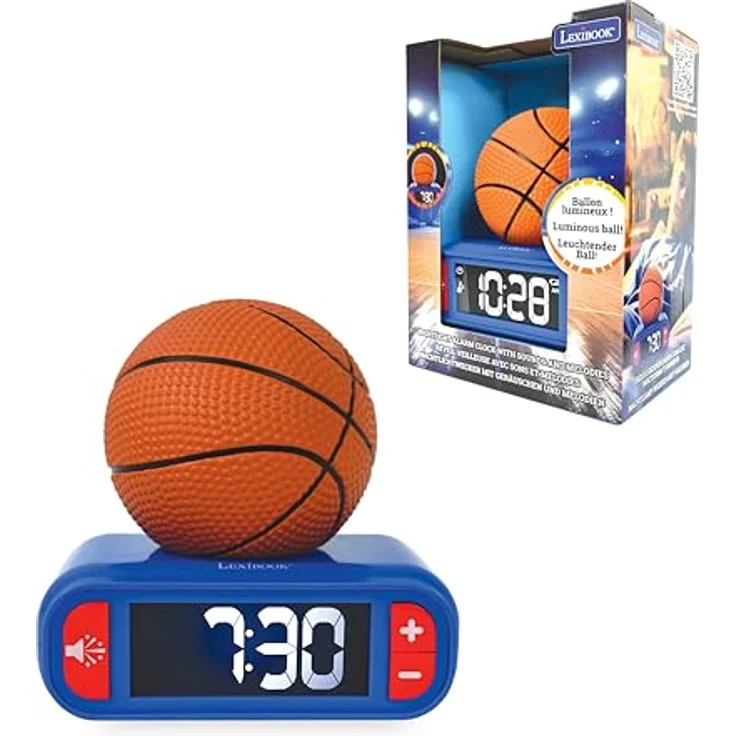 Lexibook RL800BALXB, Basketball Nachtlicht-Wecker mit dimmbarem LCD-Bildschirm und 6 Klingeltönen – Bild 1