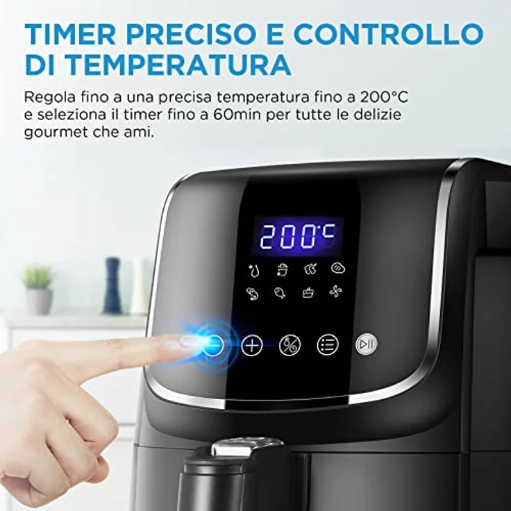 Midea Luftfritteuse 3,5 Liter, Air Fryer ohne Öl 1500 W, 8 voreingestellte Funktionen, Schnellluft-Technologie, 81 PDF-Rezepte, Shake Reminder, Timer 60 Min, Smart-Temperaturregelung, Schwarz – Bild 3