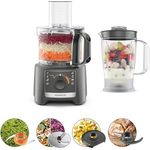 Kenwood Multipro Compact FDP31.170GY, Küchenmaschine mit 800 W, 2 Geschwindigkeiten + Pulse, 2,1 l Schüssel, 1,2 l Mixer, zum Hacken, Reiben und Kneten, grau