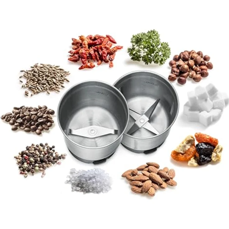 Rommelsbacher Gewürz- & Kaffeemühle EGK 250, leise im Betrieb, Füllmenge 70 g, mit Schlagmesser & Spezialmesser, für Pesto, Gewürze, Nüsse, Zucker, aus Edelstahl – Bild 3