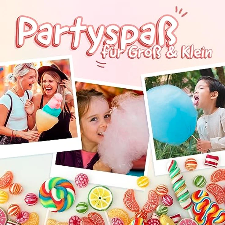GOURMETmaxx Zuckerwattemaschine für Zuhause | Das Original mit 10 Stäbchen & Messlöffel in nostalgischem Retro-Design in mint | Cotton Candy in höchster Qualität für jeden Anlass [Mint] - Preisvergleich – Bild 5