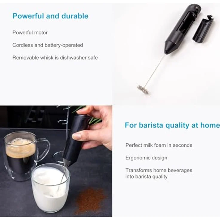 Intirilife Milchaufschäumer, Batteriebetriebener Handaufschäumer mit Halterung für perfekten Milchschaum, elegant 디자인 – Bild 3