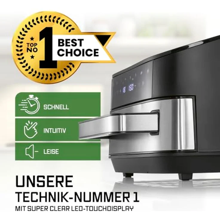 GOURMETmaxx AirGenius Heißluftfritteuse 7 L - XXL-Fritteuse mit 10 Programmen, Farbdisplay & Manuell, für max. 8 Personen – Bild 2
