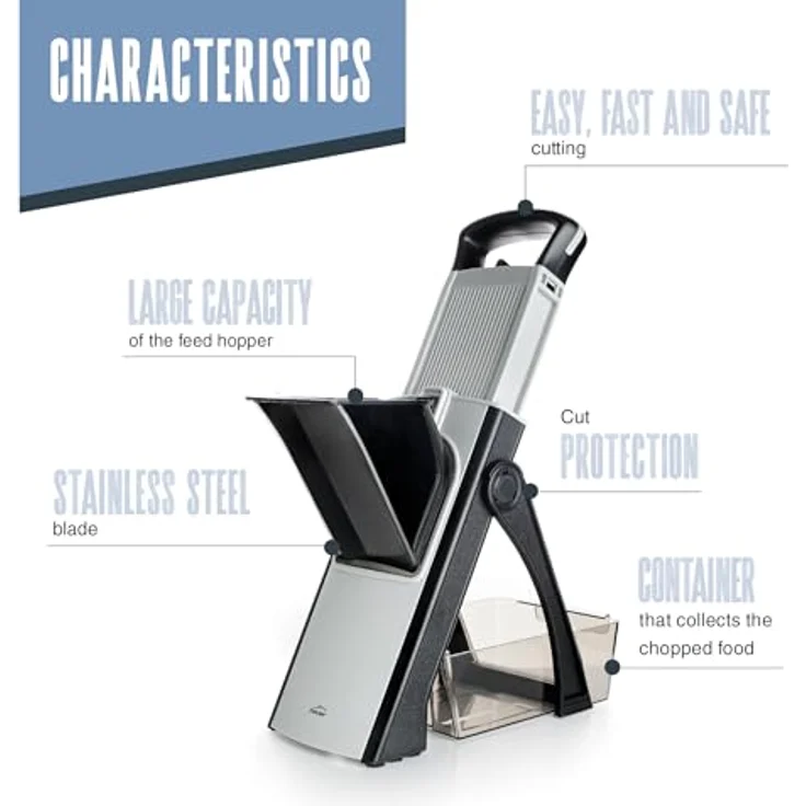 Lacor Vertical Plus Mandoline 60860, Edelstahlklinge, BPA-frei, klappbar, 4 Schnittarten, Maße: 31x41 cm – Bild 3