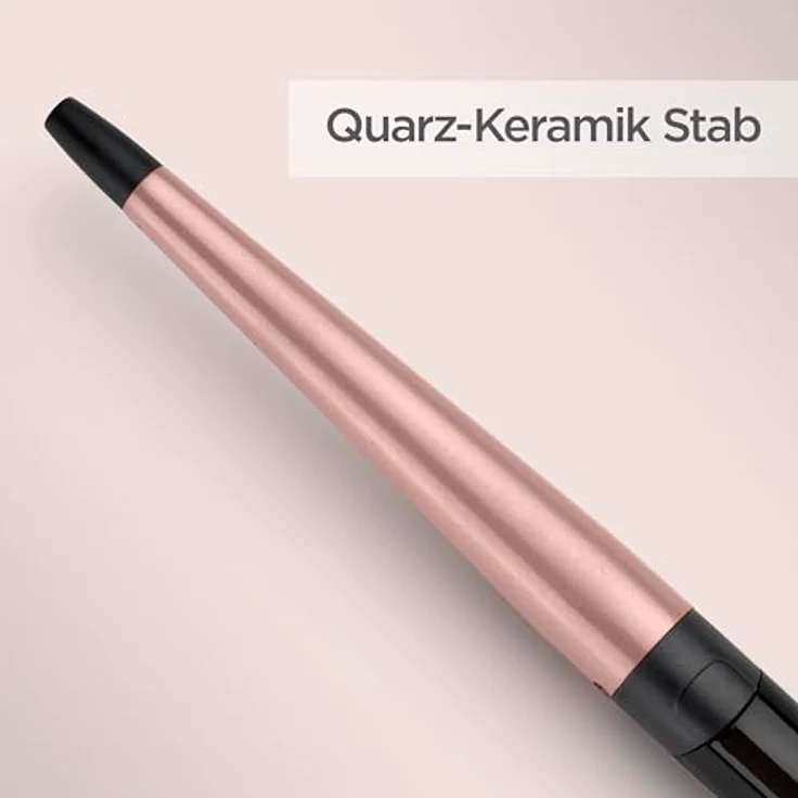 Babyliss Rose Quartz Conical Wand 13 bis 25mm kegelförmiger für Natürliche Locken und Beach Waves, rosa schwarz C454E – Bild 4