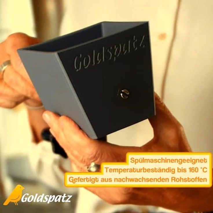 Goldspatz MAX Spätzlemaschine, robuste 3D-Oberflächenstruktur, spülmaschinengeeignet, lebensmittelecht, mit Edelstahlkurbel, Made in Germany – Bild 3