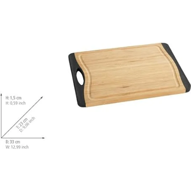 Wenko Schneidebrett Bambus Anti-Rutsch M+ - Küchenbrett, Schneidbrett mit Saftrille und Griff, klingenschonend, Bambus, 33 x 1,5 x 23 cm, braun – Bild 10