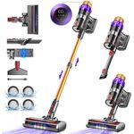 Homimaster Akku-Hand-und Stielstaubsauger, kabellos mit 55KPa Saugkraft, HEPA*4 Filter, 70 Min Laufzeit, 1.6L Staubbehälter, 550W, 2200mAh Langzeitakku, Tierhaarreinigung