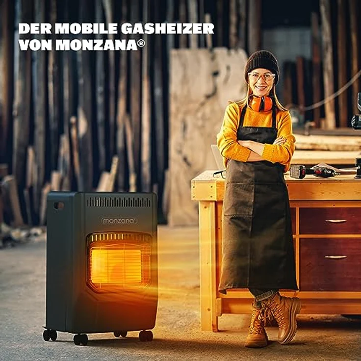MONZANA® Gasheizung GH4500 Innenräume 4200W Gasofen 3 Heizstufen inkl. 50cm Gasschlauch Gasdruckregler Keramikheizplatten Camping Gasheizofen mobil – Bild 2