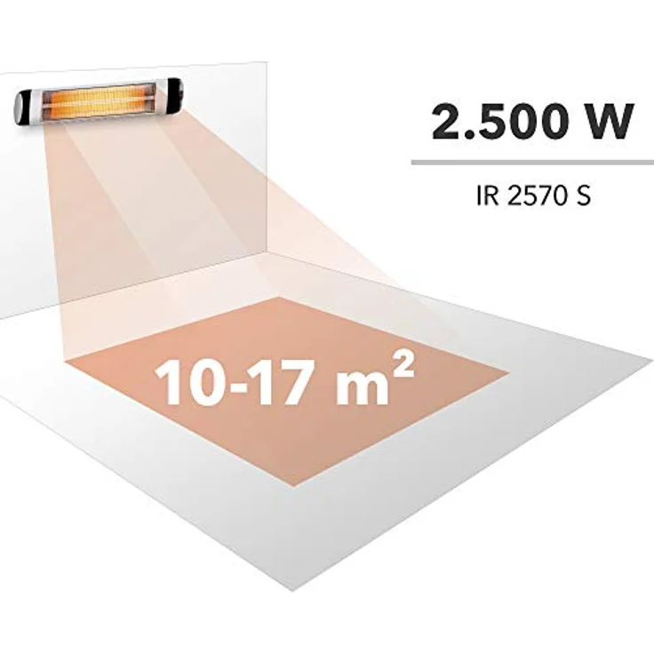TROTEC Terassenheizstrahler Infrarot IR 2570 S, 2500W Heizleistung, standfähig, Wandmontage, inkl. Fernbedienung und Timer-Funktion – Bild 5