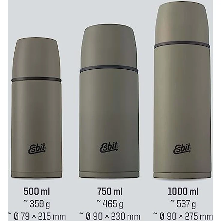 Esbit Isolierflasche | Edelstahl | BPA-Frei | Schwarz, Oliv, Weiß | 1L & mehr | Reise, Outdoor, Angeln | Tee, Kaffee – Bild 6