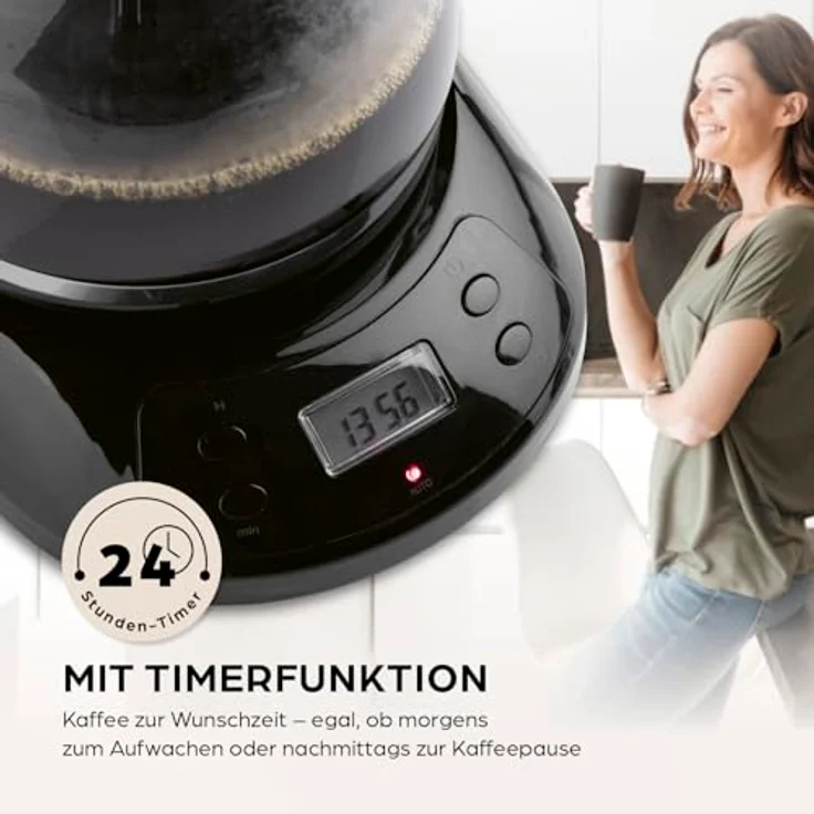 Barista Filterkaffeemaschine mit Glaskanne | Kaffeemaschine mit Digitaldisplay & Timerfunktion | Filtermaschine mit Tropfstopp & 900W | 1,25 Liter Kaffeekanne für 10 Tassen Kaffee - Barista Kaffee & Technik – Bild 2