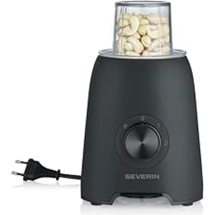 Severin SM 3724, Standmixer 600W mit 1,5L Behälter, 2 Stufen, Impulsfunktion, Edelstahlmesser, inkl. to go Behälter und Mühlen-Aufsatz, schwarz – Bild 3