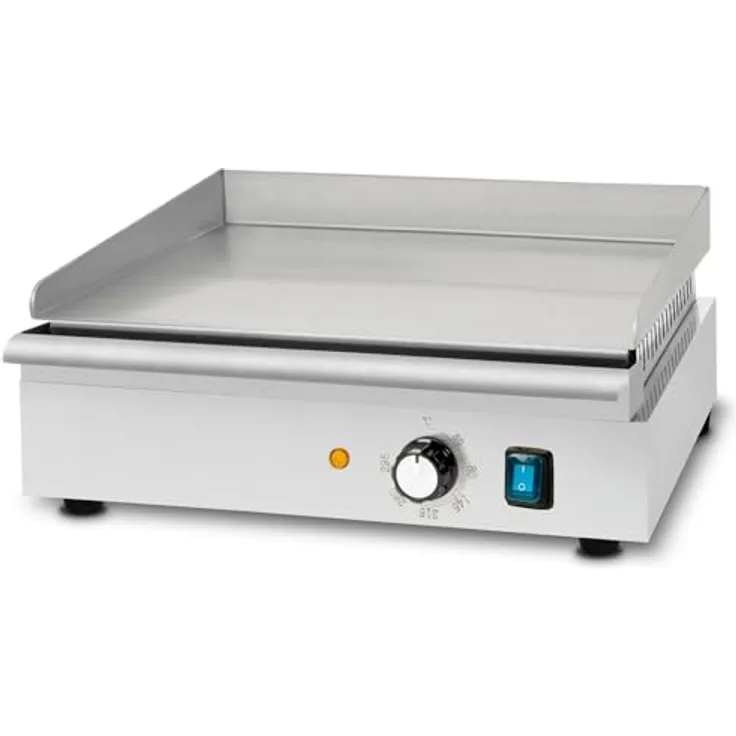 vertes FM19-G4-01 Tischgrill, elektrischer Plancha Grill mit 1700W Leistung, Edelstahl, glatte Grillfläche 40x26cm