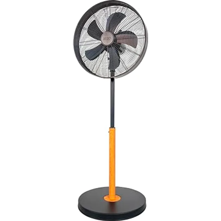 Unold 86725 Standventilator Black Steel, 50 W, 3-stufige Geschwindigkeitsregelung, verstellbarer Neigungswinkel, zuschaltbare Oszillation, Durchmesser ca. 44 cm, schwarz