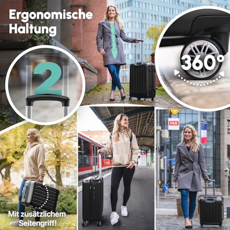 Easy Move ABS Hartschalenkoffer [ERGONOMISCH & SICHER] - Großer Trolley Koffer mit 360° Rädern, Zahlen Schloss - reisekoffer groß, hartschalenkoffer, Luggage * – Bild 3