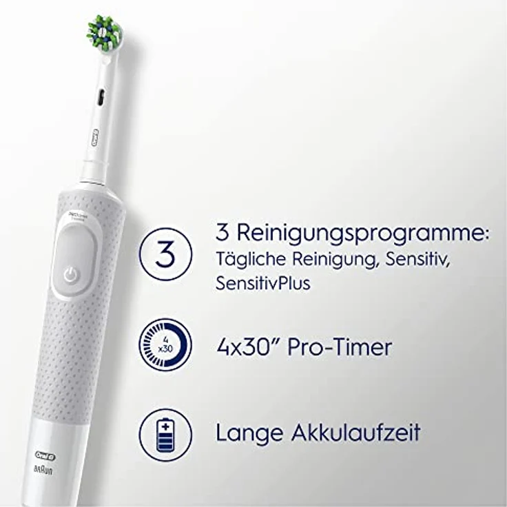 Oral-B Vitality Pro Elektrische Zahnbürste/Electric Toothbrush, 3 Putzmodi für Zahnpflege, Geschenk Mann/Frau, Designed by Braun, weiß – Bild 4