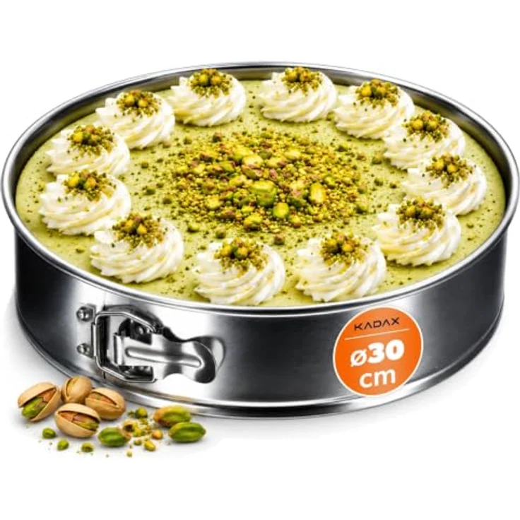 KADAX Tortenform, Springform Ø 21,5cm-30cm, verzinktes Blech mit Antihaftschicht, auslaufsicher, flacher Boden, Silber – Bild 1