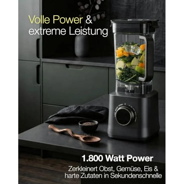 Wilfa Powerfuel 1800 Blender, Standmixer mit 1800W Motor, 27.000 U/min, 1,8L Tritan-Gefäß, Schwarz – Bild 6