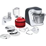 Bosch MUM5 StartLine MUM50E32DE Küchenmaschine, große Edelstahl-Schüssel (3,9 Liter), spülmaschinenfest, Mixer, Durchlaufschnitzler, 800 W, grau, Serie: MUM5