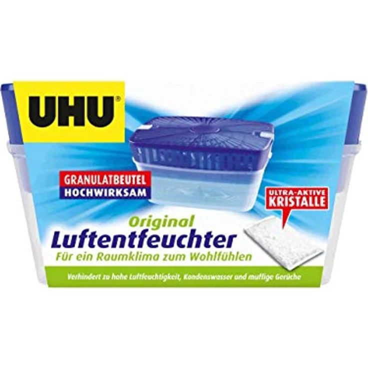 UHU Luftentfeuchter Original 1000 g, bekämpft Feuchtigkeit und Gerüche, geräusch- und geruchlos, weiß – Bild 2