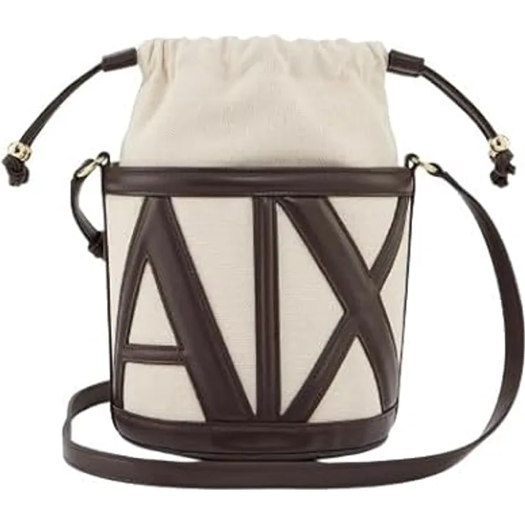 Armani Exchange Marisol Mini Bag, Umhängetasche aus 100% Leder, 17 cm, beige