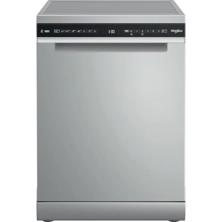 Whirlpool W7FHS31S, freistehender Geschirrspüler mit 15 maßgedecken, 41 dB, Edelstahl, 6th Sense Technologie, Natural Dry, PowerClean Pro