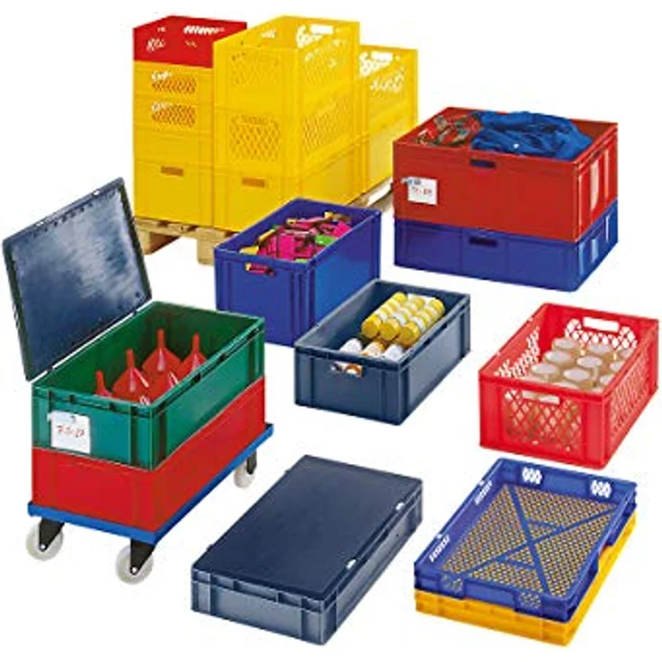 Certeo EURO-Behälter | Wände und Boden geschlossen | LxBxH 600 x 400 x 320 mm | Rot | VE 5 Stk. – Bild 5
