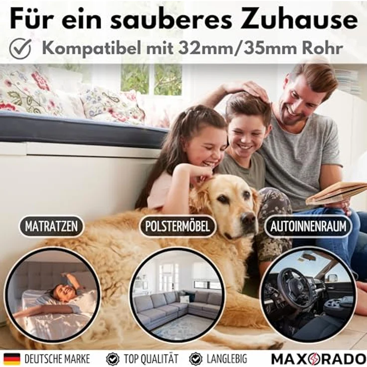 TronicXL Mini Turbobürste für Tierhaare, kompatibel mit 32mm/35mm Staubsauger, rotierende Turbowelze für gründliche Reinigung von Polstermöbeln und Autositzen – Bild 4