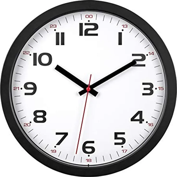 TFA Dostmann Wanduhr Analog, Glas,60.3050.01, gut ablesbar, schwarz, L 305 x B 38 x H 305 mm