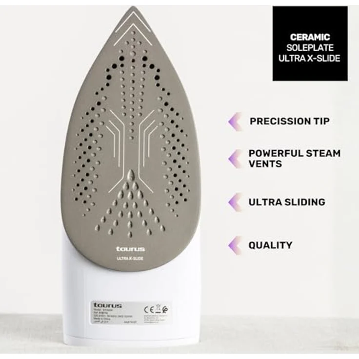 Taurus BALI 3200 X-SLIDE, Bügeleisen mit 3200 W Leistung, Dampfausstoss 200 g/min, Blau und Weiss – Bild 4